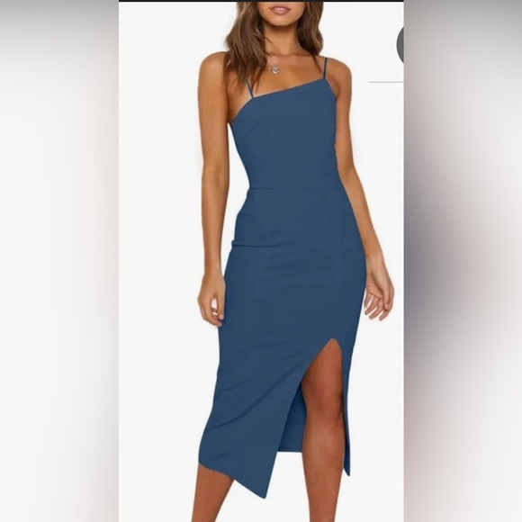 Dresses & Skirts - NWOT- asymmetrical spaghetti strapped
 TEAL COLOR ⭐️ long dress